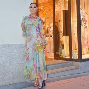 New Zara $169 Printed Floral Beaded Dress Limited Edition Medium-Large 7521/048